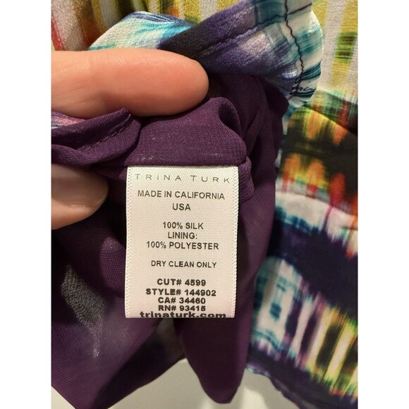 Trina Turk Waverly Top Multicolor Tie Dye Silk Round Neck Sleeveless Sz S - Picture 4 of 4